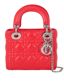 Mini Lady Dior, Leather, Red, 17-BO-0146, S, 3*